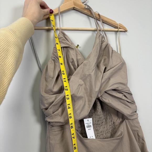 Abercrombie Fitch Tan Twist Front Smocked Back Maxi Dress Women's Medium - Picture 9 of 15